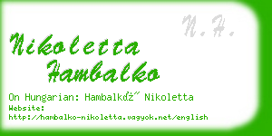 nikoletta hambalko business card